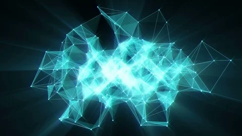 Animation of plexus network transforming to neon japanese text - welcome. Stock Footage 103339079