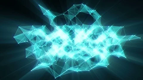 Animation of plexus network transforming to neon arab text - communication. Stock Footage 103400497