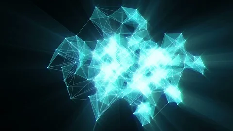 Animation of plexus network transforming to neon chinese text - communication. Stock Footage 103400542