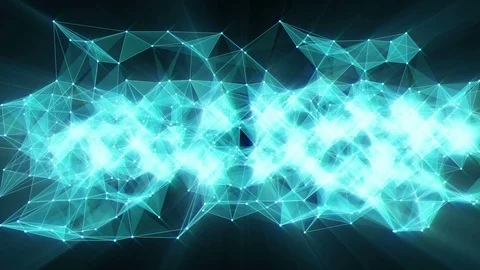 Animation of plexus network transforming to neon deutsch text - communication. Stock Footage 103400587