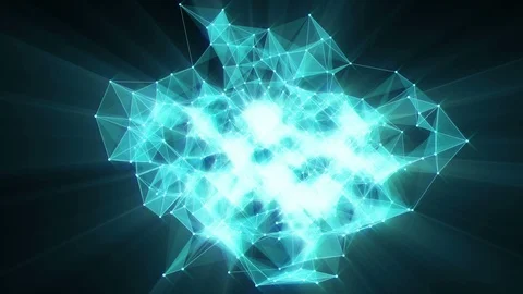 Animation of plexus network transforming to neon japanese text - communication. Stock Footage 103400682