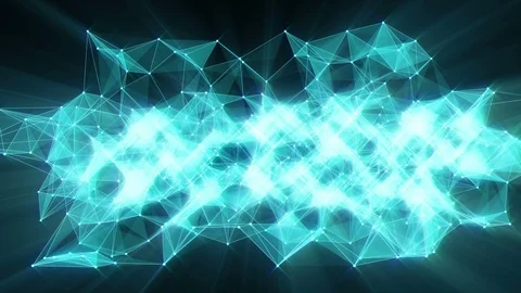 Animation of plexus network transforming to neon spanish text - communication. Stock Footage 103400753