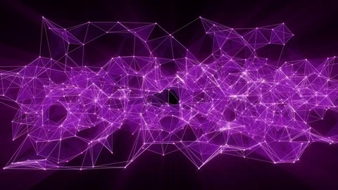 Animation of plexus network transforming to violet neon text - communication. Stock Footage 103401109