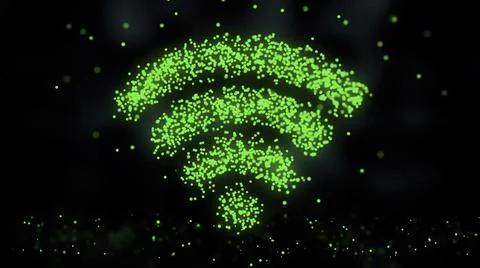 Animation of plexus network from wifi symbol on colorful background with flowing Stock Illustration