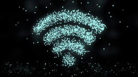Animation of plexus network from wifi symbol on colorful background with flowing Stock Illustration