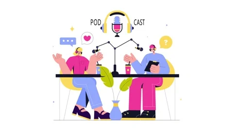 Animation of Podcasting Vector Illustration Video stock 313722614