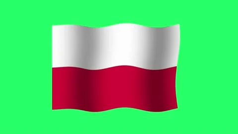 Animation Poland flag on green background. Stock Footage 199169948