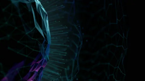 Animation of a polygonal sphere. Plexus circles circulate in space. Stock Footage 112301908