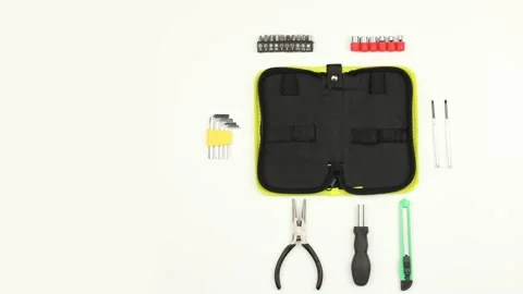 Animation of portable or pocket toolkit with set locksmith tools for home 動画素材 135290813