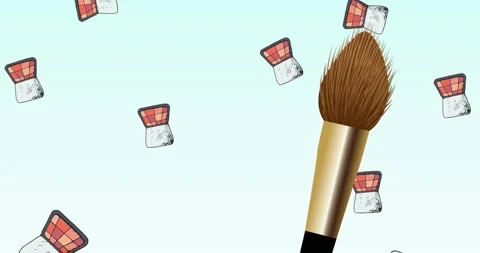 Animation of powder brush on white background Stock Footage 328581646