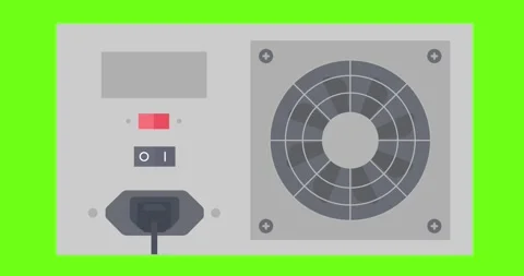 Animation power supply unit chroma key green screen fan Vídeo Stock 334901215