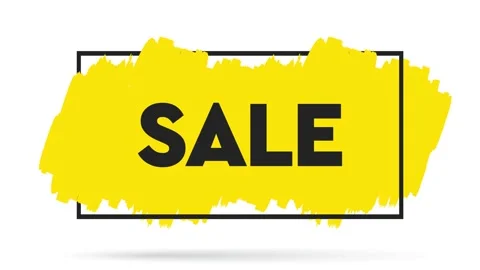 Animation of precent sale text in a square stroke with colorful watercolor Stock Footage 150769772