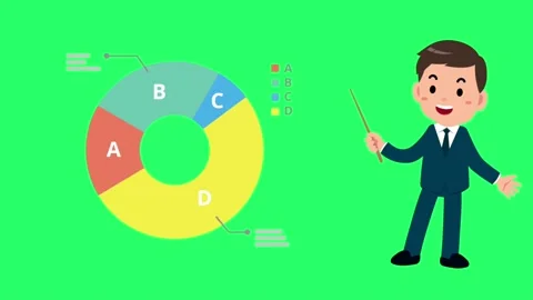 Animation presentations man with circle infographic template on green screen. Stock Footage 234282436