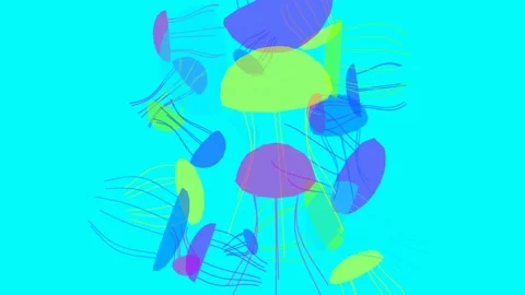Animation presents a playful collection of abstract jellyfish-inspired shapes Stock Footage 337970606