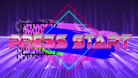 Animation of press start text over strong game and press start press Stock Footage 329709314