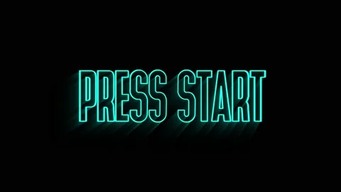 Animation of PRESS START title appearing on 3d style graphics background Stock Footage 153836729
