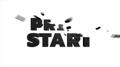 Animation of PRESS START title appearing on 3d style graphics background Stock Footage 153873191