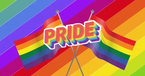 Animation of pride text and flags over r... | Stock Video | Pond5