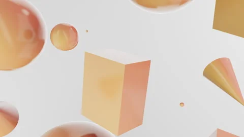 Animation of primitives objects with reflective materials Stock Footage 270538938