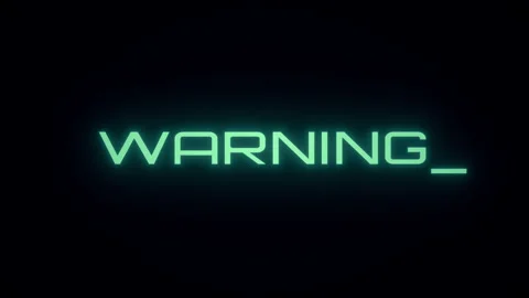 Animation of a printed text WARNING with a digital glitch effects. Stock Footage 335593248