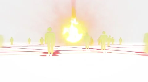 Animation of problems strike on people business network but they don't give up Stock Footage 61285469