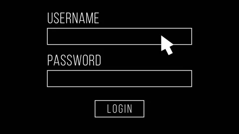 Animation process of entering computer username and password with access denied  Stock Footage 102342612