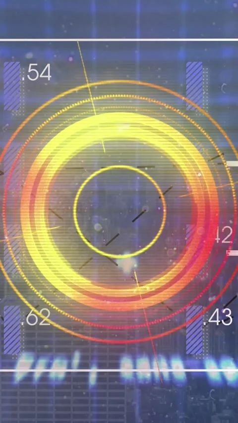 Animation of processing circle and financial data on digital screen with glitch Stock Footage 343867060