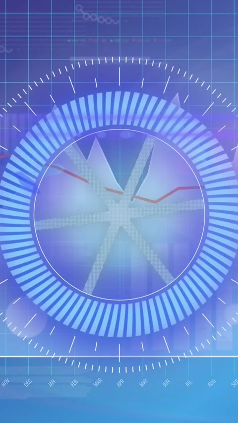 Animation of processing circle and light on scientific graph and data 스톡 동영상 344678614