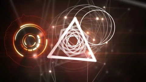 Animation of processing circle and rotating triangles and hexagons in brown Stock Footage 317113479