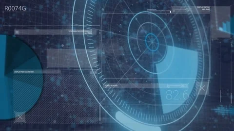 Animation of processing circle, graphs and digital screen Stock Footage 330478668