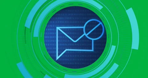 Animation of processing circle with mail and ban sign over transparent Stock Footage 318271647