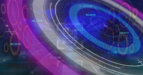 Animation of processing circle, numbers and qr code in digital space 스톡 동영상 328822956