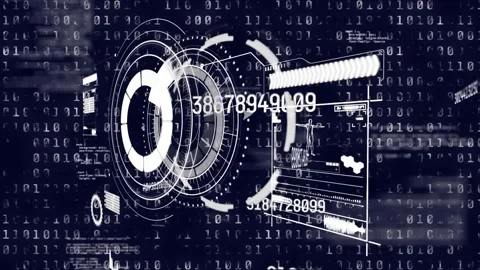 Animation of processing circle over binary code on navy background Stock Footage 329288533