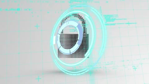 Animation of processing circle over cloud, shield and data processing Stock Footage 330294373