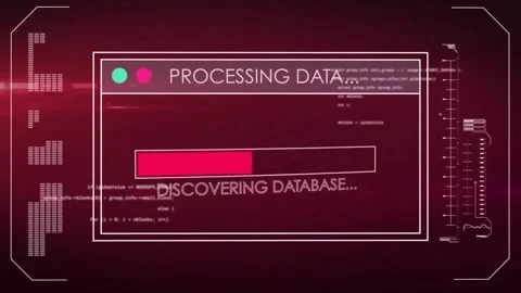 Animation of processing data, connecting to server text on interface screen Stock Footage 330109000