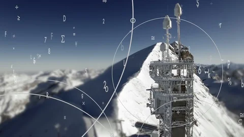 Animation of processing data flow from antenna in snowy mountain range Vídeos de archivo 86855222
