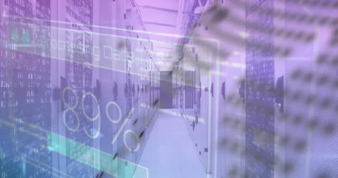 Animation of processing data text and 100 percent text with abstract pattern Stock Footage 221007900