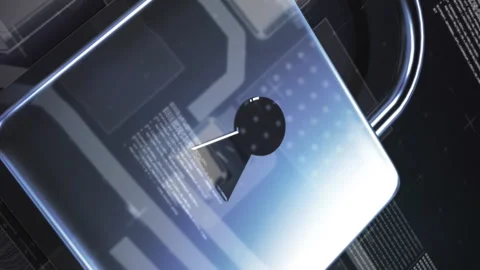 Animation of processor, data processing and online security padlock Video stock 312717829