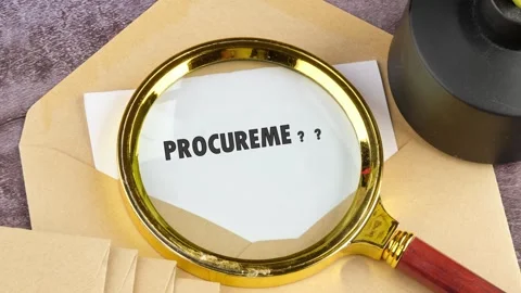 Animation of the PROCUREMENT concept text through a magnifying glass on an Stock-Footage 311365030