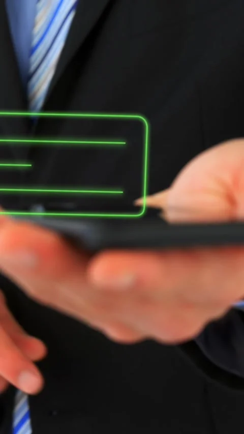 Animation of profile icon and message icon against mid section of businessman Stock Footage 344765781