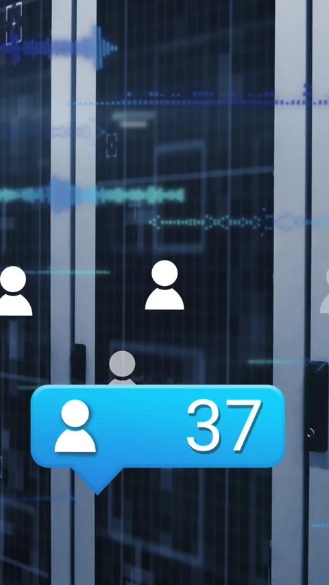 Animation of profile icon with increasing numbers and data processing against Stock Footage 344595329