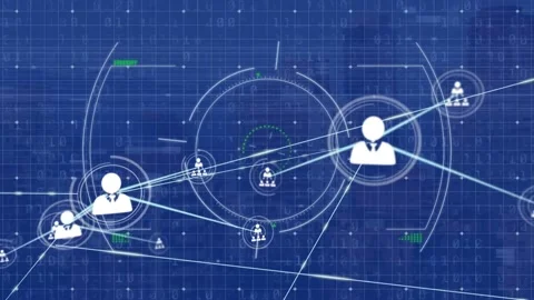 Animation of profile icon network connecting with lines against circle and Video stock 202333067
