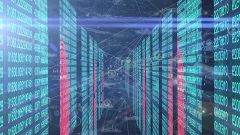 Animation of profile icons connected with lines and fingerprints over changing Stock Footage 326875549