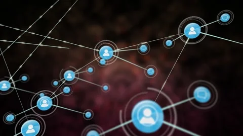 Animation of profile icons connected with lines against abstract background Stock Footage 329511480