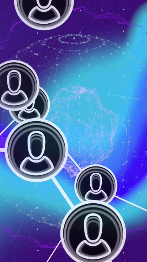 Animation of profile icons connected with lines over dots forming globe against Stock Footage 344402582