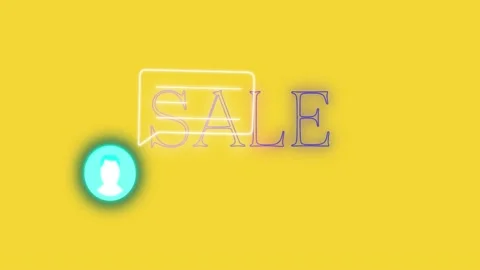 Animation of profile icons with speech bubble and sale text on yellow background Stock Footage 327358448