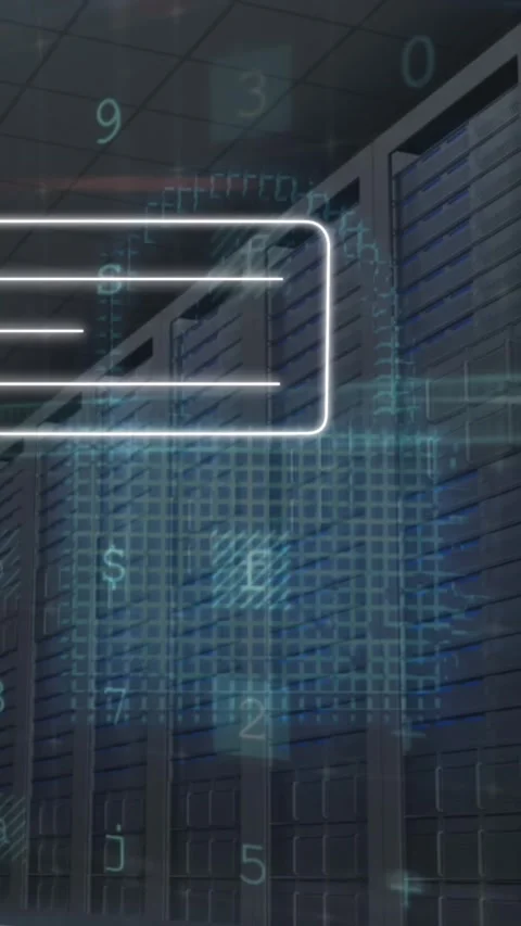 Animation of profile with message icon and cyber security data processing Stock Footage 344614622