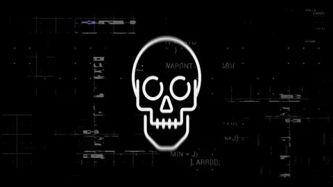 Animation program code stream colorful skull attention information digital Stock Footage 102037473