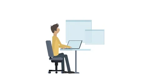 Animation of the programmer. Remote work. The use of computer programs, cartoon Stock Footage 130045878