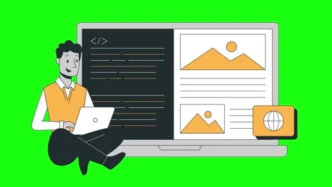 Animation of programmer working on computer Stock Footage 292342850